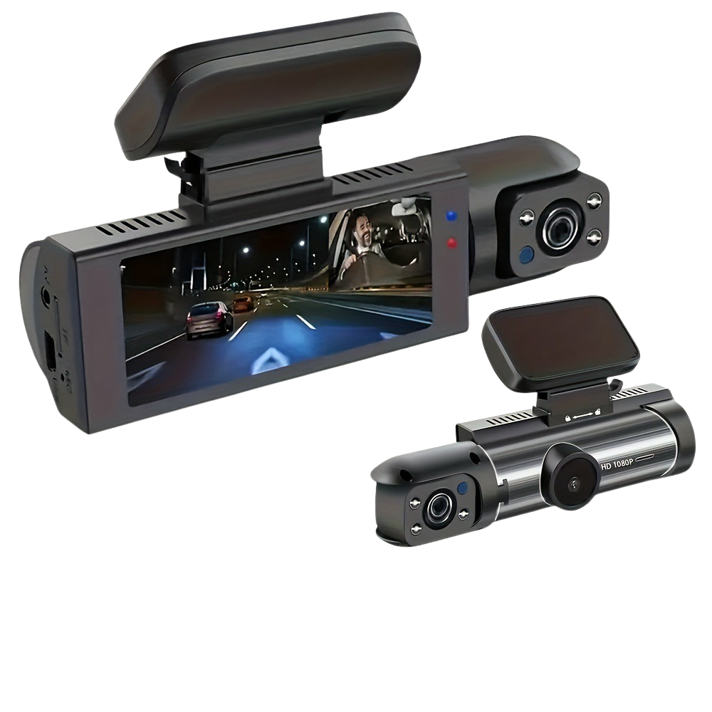 Dual Lens Car Dash Cam – 1080P Full HD, 360° Front & Interior Camera with Night Vision
