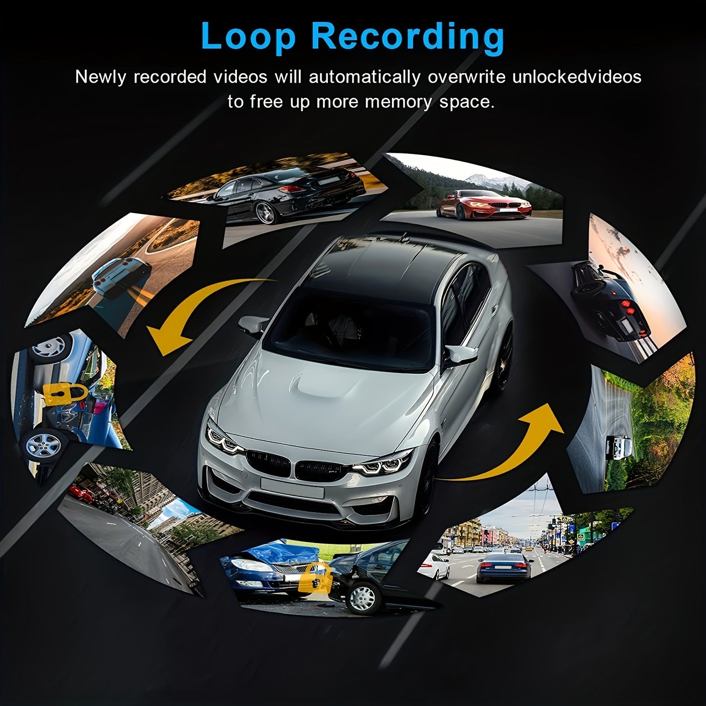 Dual Lens Car Dash Cam – 1080P Full HD, 360° Front & Interior Camera with Night Vision