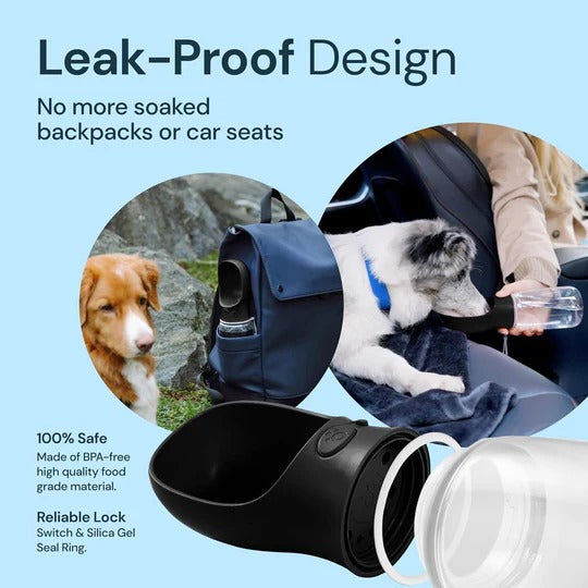 Portable Dog Water & Food BottlePortable Dog Water Bottle with Food Storage – Leak-Proof Travel Cup