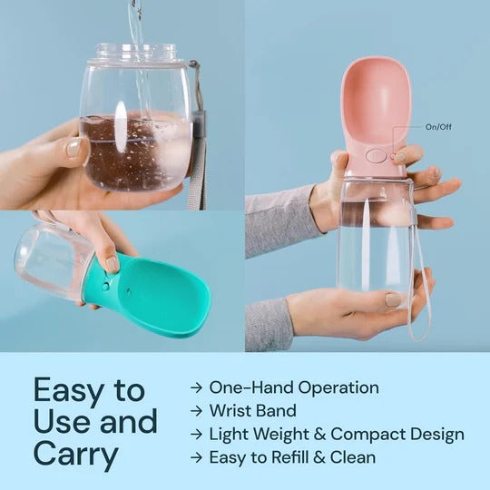 Portable Dog Water & Food BottlePortable Dog Water Bottle with Food Storage – Leak-Proof Travel Cup