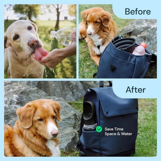 Portable Dog Water & Food BottlePortable Dog Water Bottle with Food Storage – Leak-Proof Travel Cup