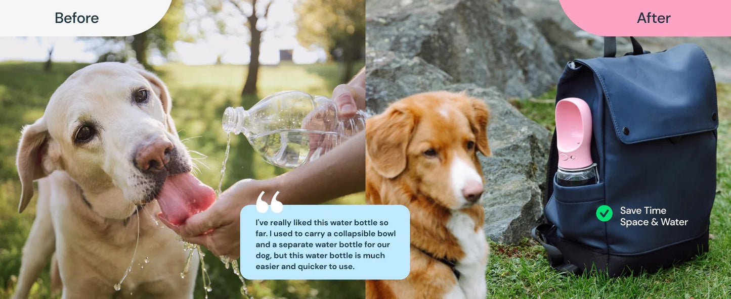 Portable Dog Water & Food BottlePortable Dog Water Bottle with Food Storage – Leak-Proof Travel Cup