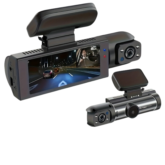 Dual Lens Car Dash Cam – 1080P Full HD, 360° Front & Interior Camera with Night Vision